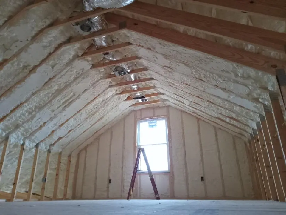 Spray foam roofing application for Crawl Space Insulation project in Evansville